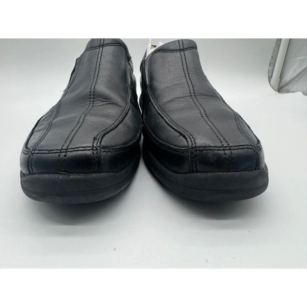 Johnston & Murphy XC4 Mens Black Leather Slip On‎ Loafers Square Moc Toe Shoes
